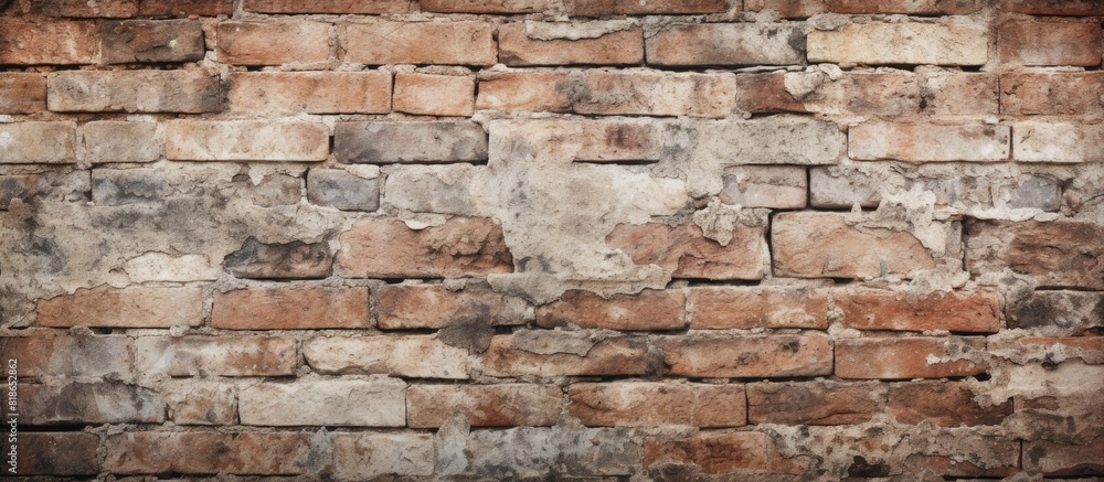 Close up of an ancient and decayed brick wall serving as an abstract background Offers ample copy space for lettering or design Close up of an ancient and decayed brick wall serving as an abstract background Offers ample copy space for lettering or design