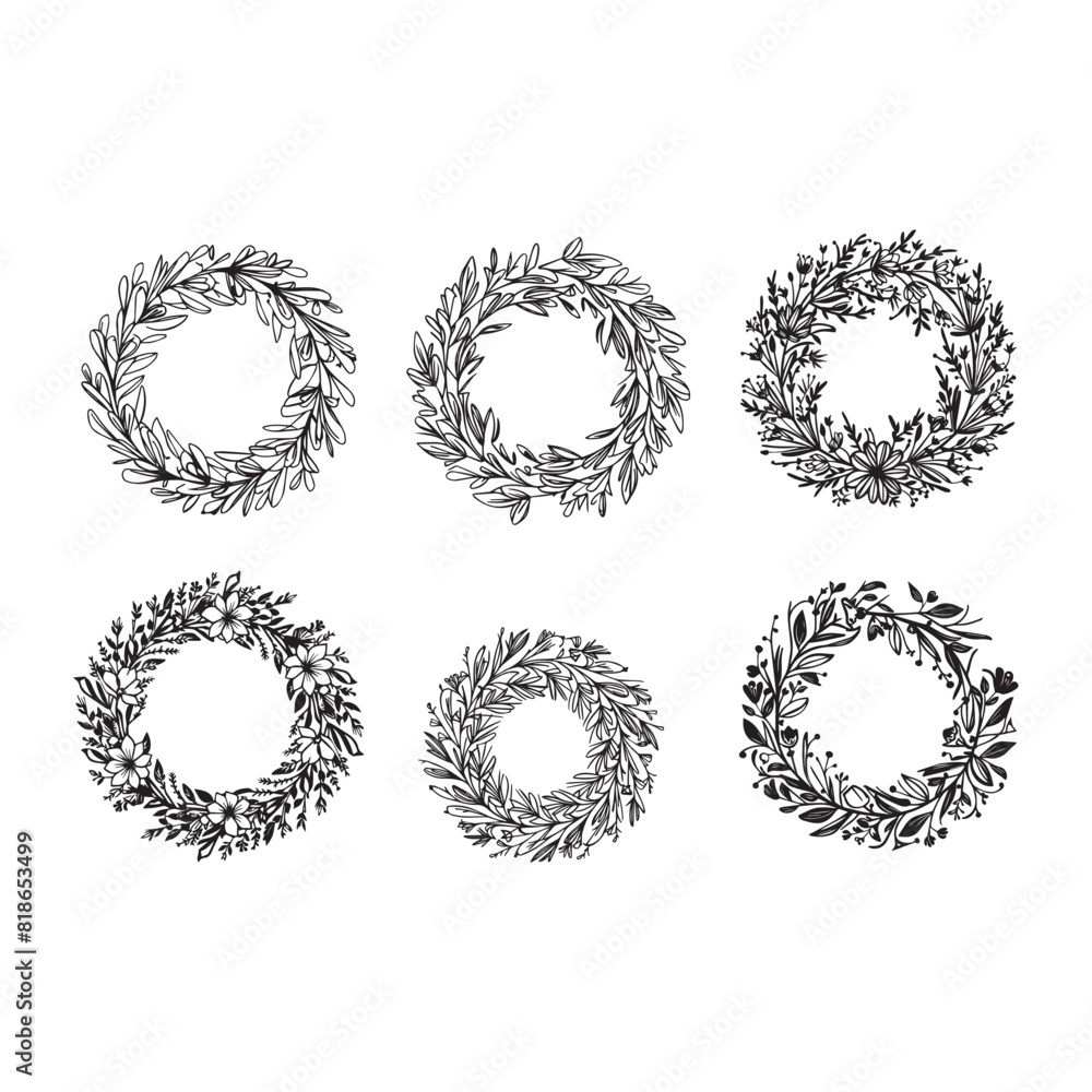 Obraz premium Hand drawn floral frames with flowers
