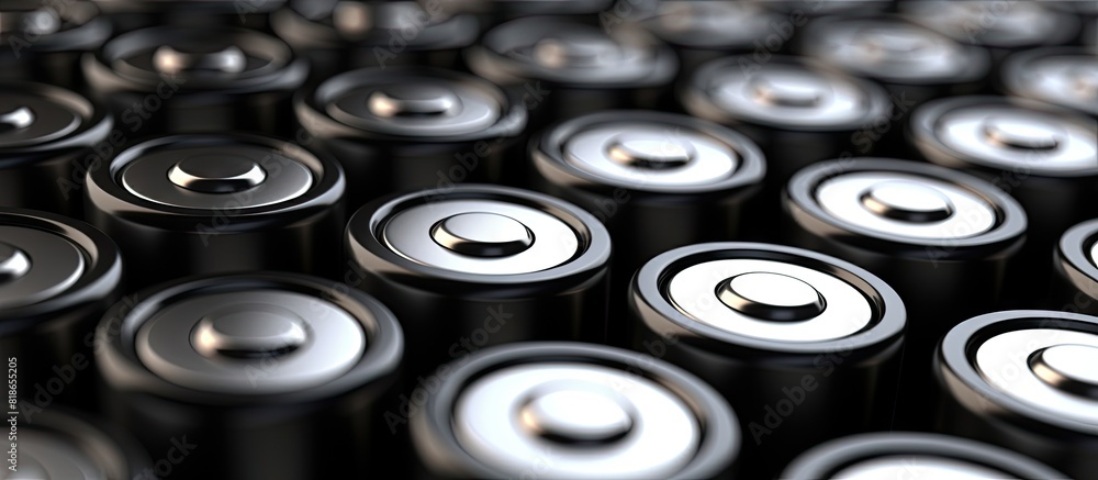 Copy space image of black batteries on a white background Copy space image of black batteries on a white background