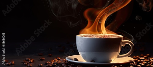 A hot beverage made from brewed coffee beans. with copy space image. Place for adding text or design