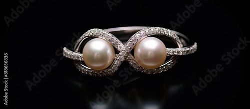 Flat lay of elegant pearl r...
