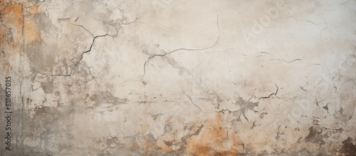An aged and worn concrete wall with cracks forms a textured backdrop or wallpaper A copy space image © vxnaghiyev