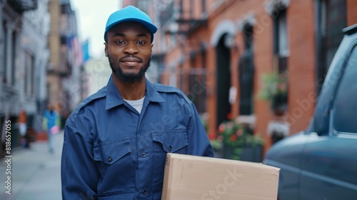 A Confident Delivery Man Smiling