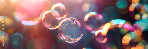 close up of a soap bubble with a blurry background of bubbles and colors
