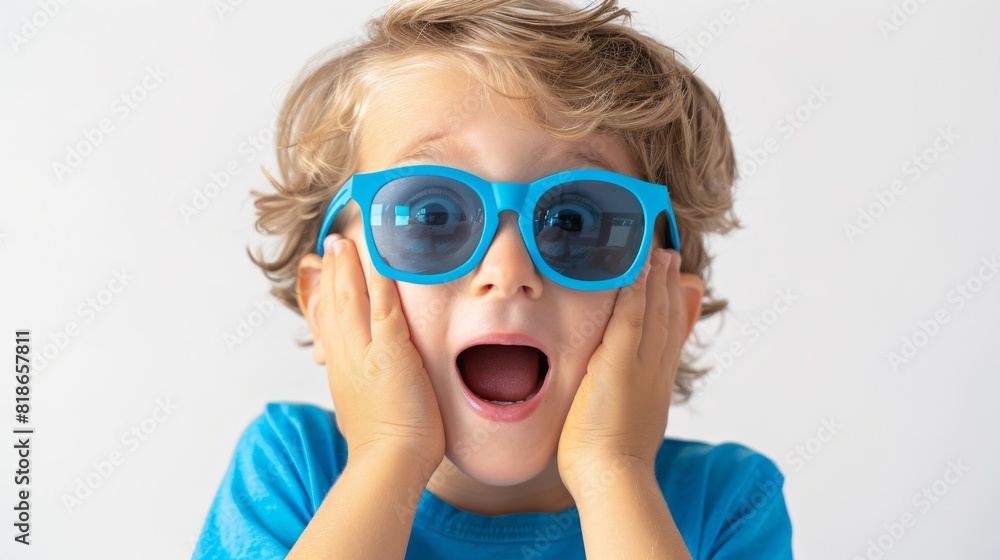 Boy with Oversized Blue Sunglasses Boy with Oversized Blue Sunglasses
