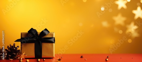 A Christmas gift box sits o...