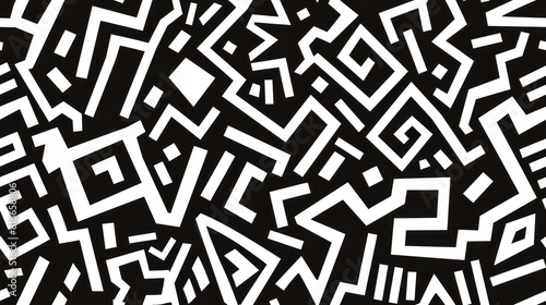 black and white pattern with shapes on it royalty free illustration geometric  intricate stenciled african tattoos ethnic seamless