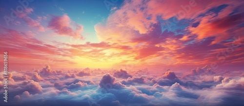 The evening sky showcases magnificent colorful clouds creating a stunning copy space image