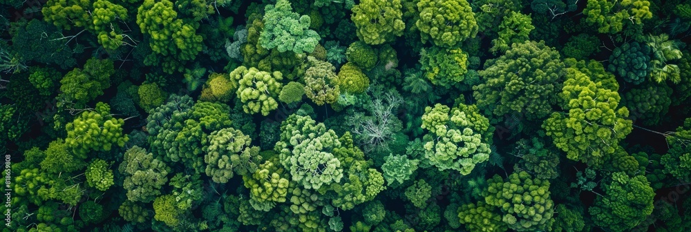 Aerial View of Lush Forest Ecosystem Background Generative AI