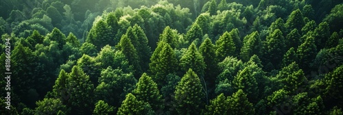 Aerial View of Lush Forest for Nature Backgrounds Generative AI