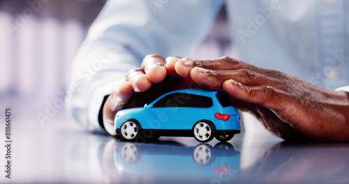 Bilde på lerret Miniature Toy Car Insurance And Guarantee