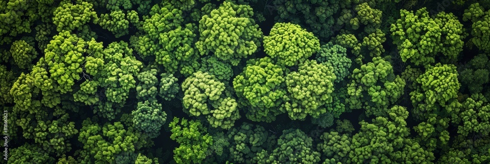 Aerial View of Lush Forest Canopy for Nature Backgrounds Generative AI