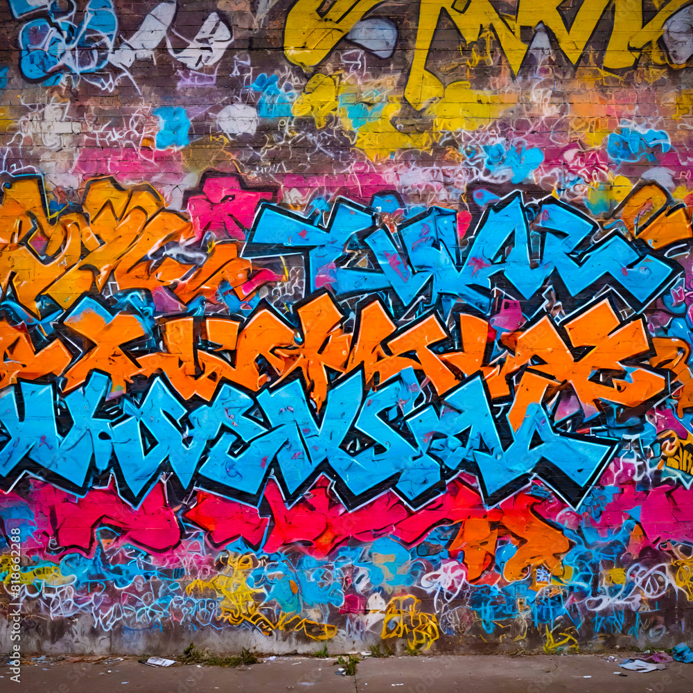 Fototapeta premium graffiti wall abstract background, Generative Ai not real photo, idea for artistic pop art background backdrop