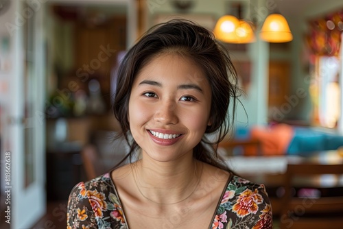 Asian woman at home, beauty portrait, happy, random scenes