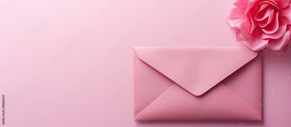 A copy space image displaying a pink envelope against a backdrop of white A copy space image displaying a pink envelope against a backdrop of white