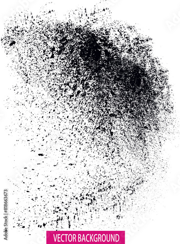 bursts of black sand, Black grainy texture isolated on white background. Dust overlay. Dark noise granules. Digitally generated image. Vector design elements. Illustration, Eps8