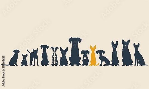 illustration of dogs and cats standing in line