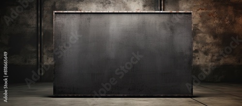 A mock up copy space image with a black cast iron background featuring a metal structure photo