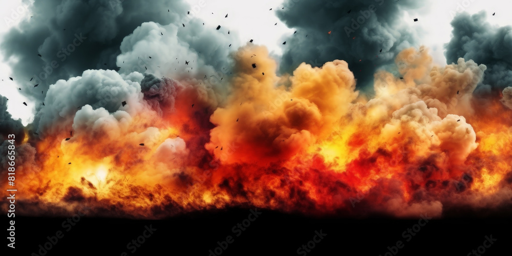 fire Smoke and Flames on white background