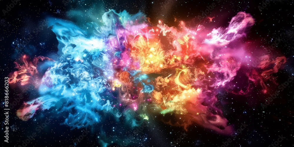  exploding nebula on dark background, Galaxy with nebula and stars in space. colorful space nebula
