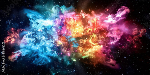  exploding nebula on dark background  Galaxy with nebula and stars in space. colorful space nebula 