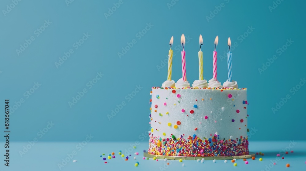Birthday cake on blue background Birthday cake on blue background