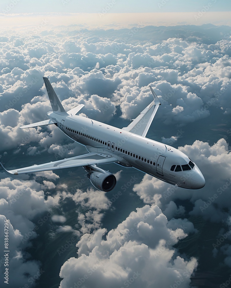 Fototapeta premium Passenger plane in the cloudy sky