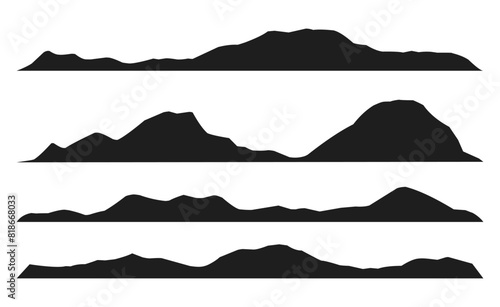 Set of mountain ridge silhouette banner landscape Illustration vector