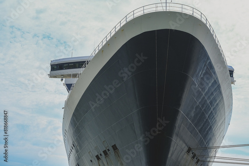 Legendary luxury ocean liner Queen Mary 2 cruiseship cruise ship at Steinwerder terminal in Hamburg port, Germany on sunny day photo