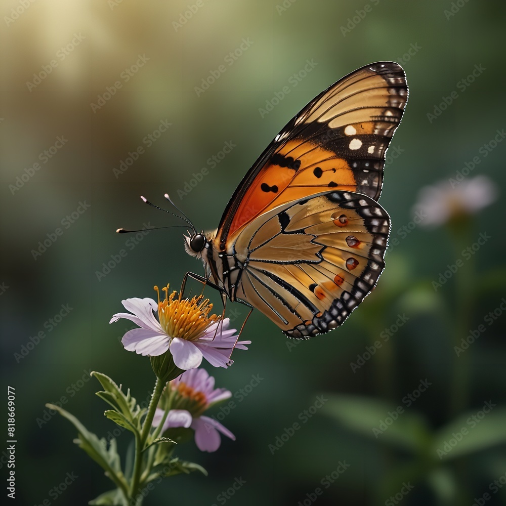 Fototapeta premium Butterfly on flower - Generative AI
