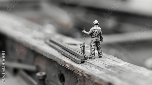 minature worker on a construction site photo