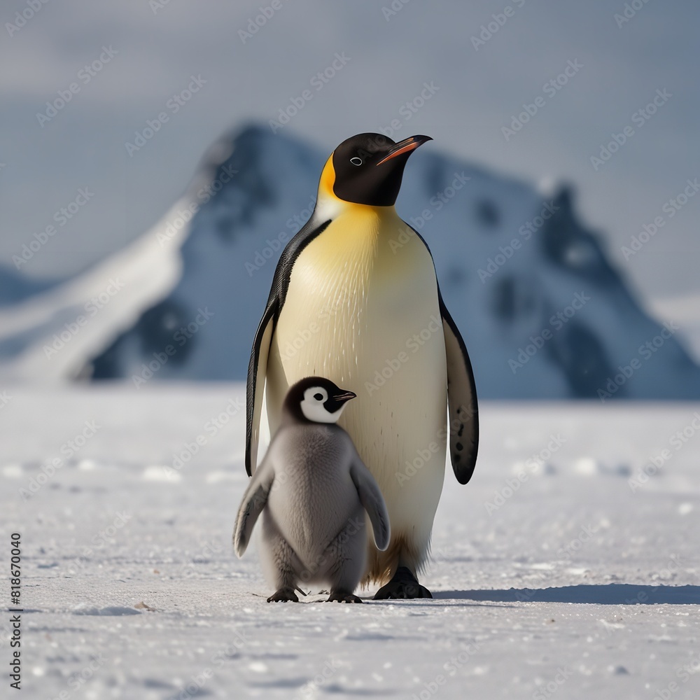 Fototapeta premium Penguin in polar regions - Generative AI