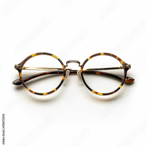 Round eyeglasses with tortoiseshell pattern