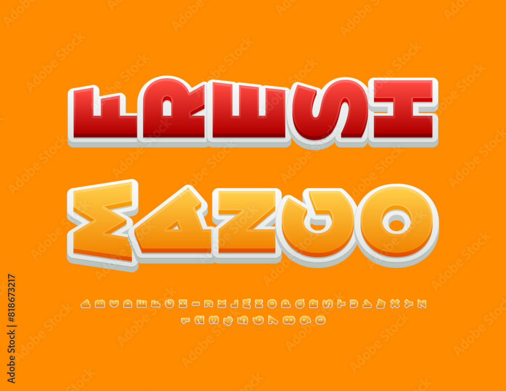 Vector modern Advertisement Fresh Mango. Artistic 3D Font. Trendy rotated Alphabet Letters and Numbers set. Vector modern Advertisement Fresh Mango. Artistic 3D Font. Trendy rotated Alphabet Letters and Numbers set.