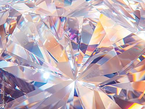 A closeup of the intricate reflections and refractions in an oversized  sparkling diamond. Crated with Ai