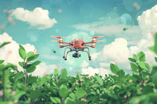Modern drone vector crop innovation in agriculture with farming drone icon cultivation and sustainable efficient farming.