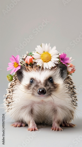 Hedgehog with a Flower Garland