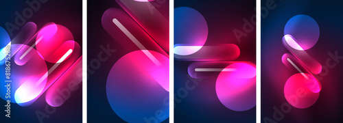 Abstract composition. Aglow in neon hues against the dark, radiating energy and allure, a captivating spectacle of vibrant luminescence