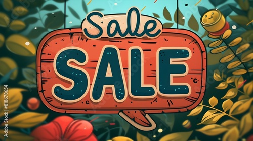 Stylized Cartoon Sale Tag with Vibrant and Clean Color Scheme photo