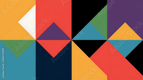 overlapping geometric shapes background with bright  contrasting colors and clean lines