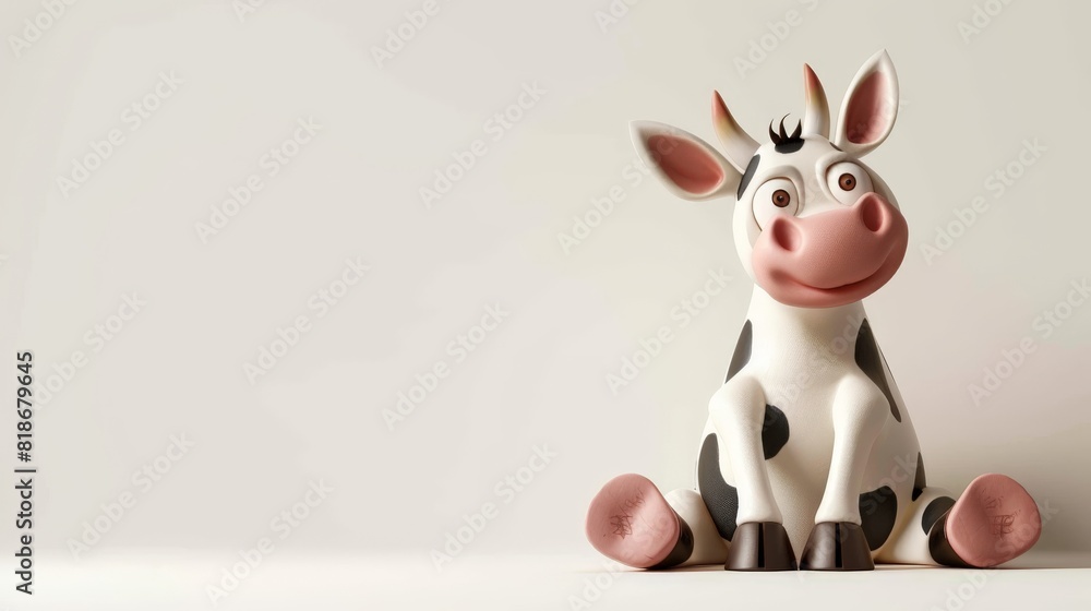 Illustration of a sitting happy cow 3D cartoon style. Illustration of a sitting happy cow 3D cartoon style.