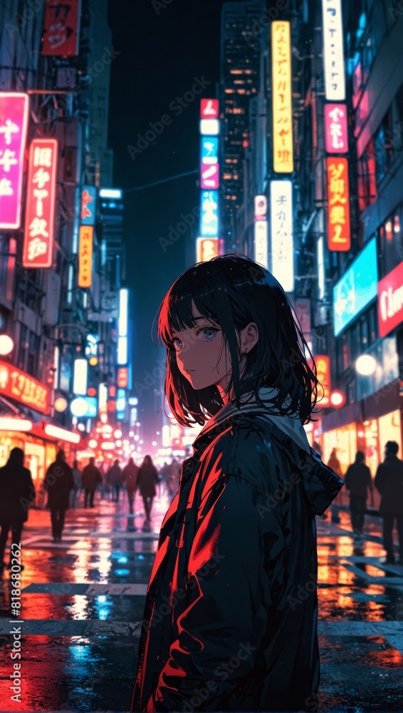women in the city at night