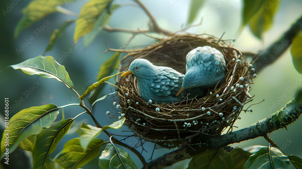 bird babies inside the nest in the forest bird babies inside the nest in the forest