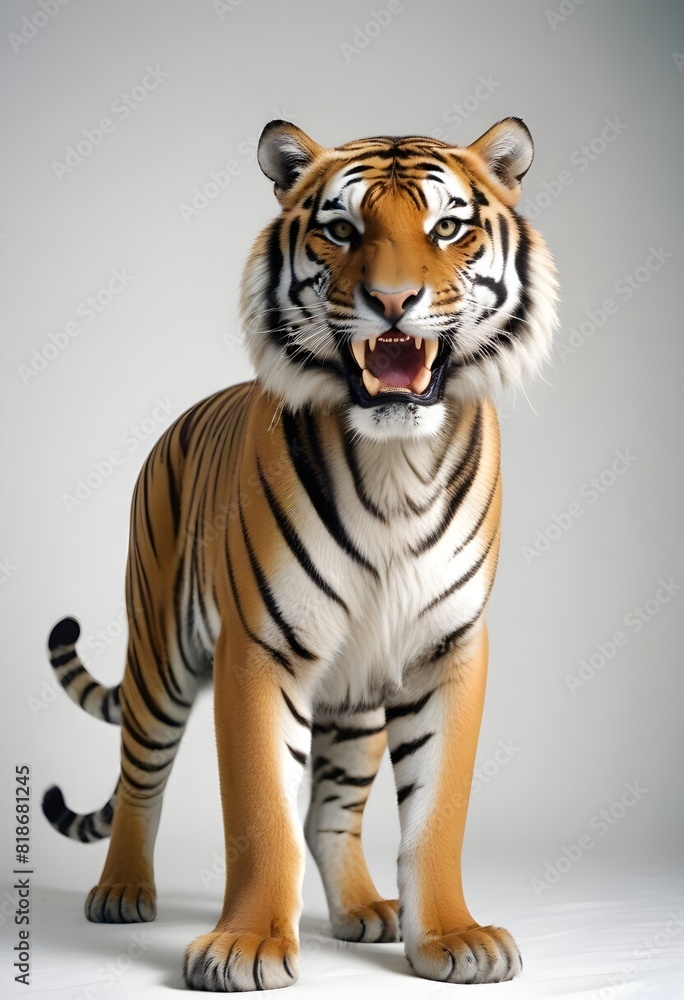 Dangerous tiger with big teeth ready to attack