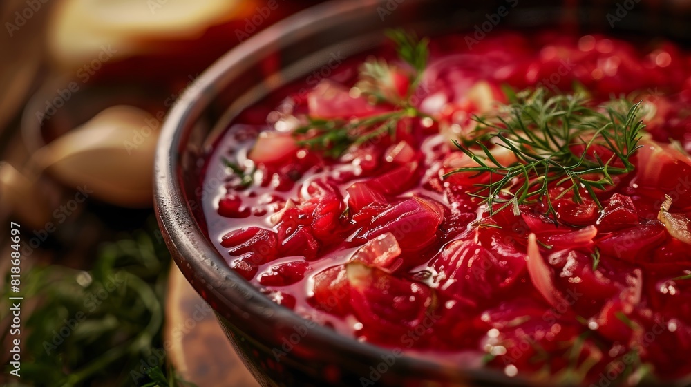 Vibrant Close-up of Borscht for Food Poster Generative AI Vibrant Close-up of Borscht for Food Poster Generative AI
