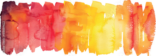 Set of colorful watercolor swatches showcasing gradient strips transitioning from deep red to bright yellow, watercolor style, white background, illustrations
