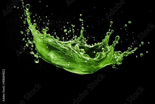 A dynamic splash of green water on black background