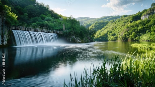 Hydroelectric dam harnessing the river's energy to generate