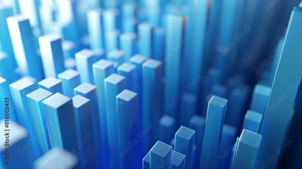 Fototapeta premium Bar chart data analysis concept 3D rendering, economic stock market growth or fall concept illustration