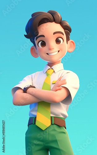 Cartoon blue collar 3D rendering, labor day professional character concept illustration